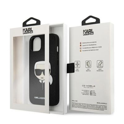 8. Etui Karl Lagerfeld Saffiano Ikonik Karl's Head na iPhone 13 mini - czarne