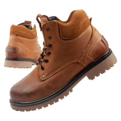 Wrangler Yuma buty męskie sztyblety trzewiki eleganckie skórzane brązowy biały