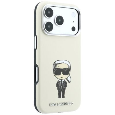 5. Etui Karl Lagerfeld Smooth Ikonik Sketch MagSafe do iPhone 18 Pro / 17 Pro - beżowe