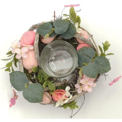 8. ŚWIECZNIK DEKORACYJNY RÓŻOWY 16CM NA TEA LIGHT