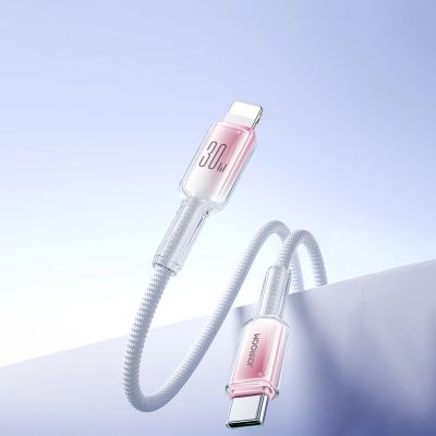 9. Kabel Joyroom S-A42 Crystal-Clear Series 30W USB-C - Lightning 1,2m - biały