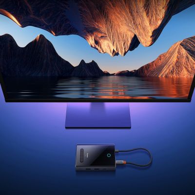 8. Hub USB-C 8w1 Baseus PioneerJoy HDMI 4K@60Hz + HDMI 4K@30Hz + DisplayPort 8K@30Hz + VGA + 2 x USB-A 3.0 + 2 x USB-C - szary