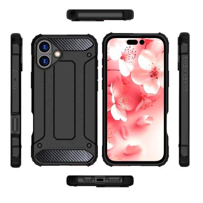 4. Etui Hybrid Armor pancerne na iPhone 16 - czarne
