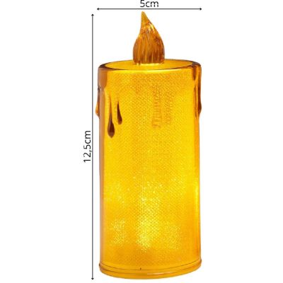 12. ŚWIECA DEKORACYJNA 8 CM AMBER CIEPŁY BIAŁY 1 LED