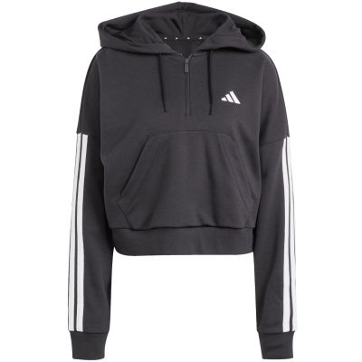 8. Bluza damska adidas Essentials 3-Stripes French Terry Quarter-Zip Hoodie czarna JN1956