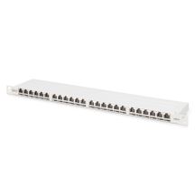 Panel krosowy high density 19'' 24x RJ45, LSA poziom, kat.6A, ekranowany, 0.5U, szary, prowadnica kabli