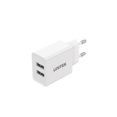 4. UNITEK ŁADOWARKA 2X USB-A, 12W, BIAŁA, P1113A-EU