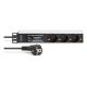 5. Listwa zasilająca PDU Rack 19" zab. przeciwprzepięciowe+filtr EMI/RFI, 7 gniazd Schuko CEE 7/3 (45°), kabel 2m wtyk Unischuko CEE 7/7, 16A, aluminiowa
