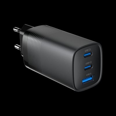 GEMBIRD SZYBKA ŁADOWARKA USB POWER DELIVERY USB TYPU C, 3X USB, 65 W, GAN CZARNA