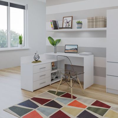 3. Biurko narożne + komoda DANY 120x50xH76 biały