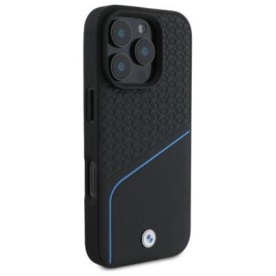 4. Etui BMW Sign Leather Textured And Line MagSafe na iPhone 16 Pro Max - czarne