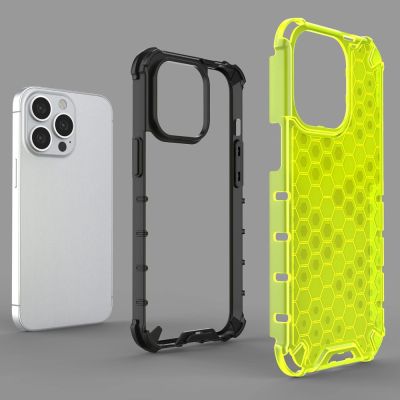 6. Honeycomb etui pancerny pokrowiec z żelową ramką iPhone 13 Pro zielony