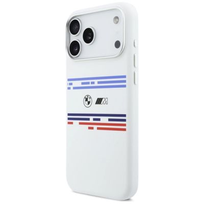 2. Etui BMW M Silicon Horizontal Line MagSafe na iPhone 17 Pro Max- białe