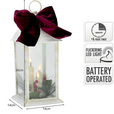 5. LATARNIA LAMPION ADWENTOWY ZNICZ  LED 30CM 3 ŚWIECE BIAŁY