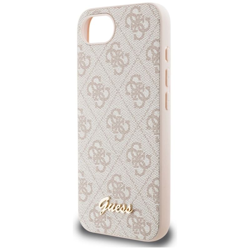 5. Etui Guess 4G Script Logo MagSafe na iPhone 16e - różowe