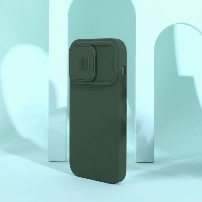 17. Nillkin CamShield Silky Silicone Case etui iPhone 14 Pro Max silikonowy pokrowiec z osłoną na aparat niebieskie