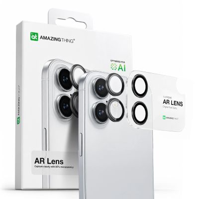 4. Szkło na aparat AMAZINGTHING Lens Glass na iPhone 17 z czarną ramką aluminiową