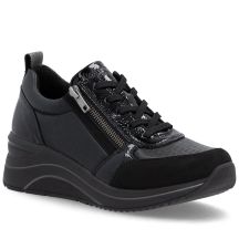 Półbuty damskie sneakersy na koturnie czarne Remonte Rieker D0T22-03