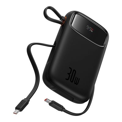 4. Powerbank Baseus QPow 2 30W 10000mAh z wbudowanymi kablami USB-C - czarny