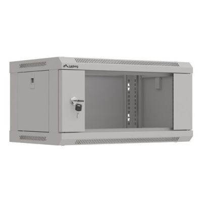 15. LANBERG SZAFA INSTALACYJNA RACK WISZĄCA 19" 4U 540X350 SZARA DRZWI PRZESZKLONE (FLAT PACK)