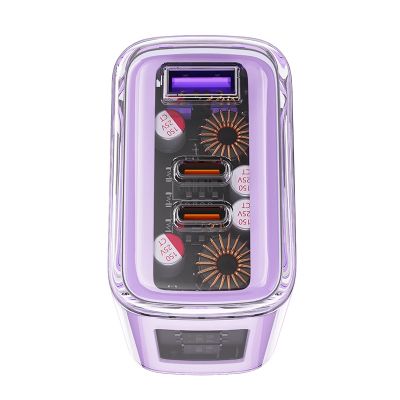 8. Acefast ładowarka GaN 65W 3 porty (1xUSB, 2xUSB C) szara (A45)