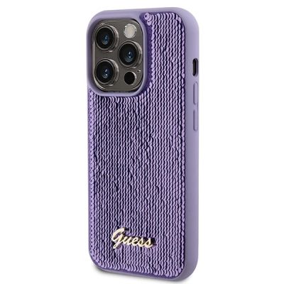 2. Etui Guess Sequin Script Metal na iPhone 15 Pro Max - fioletowe
