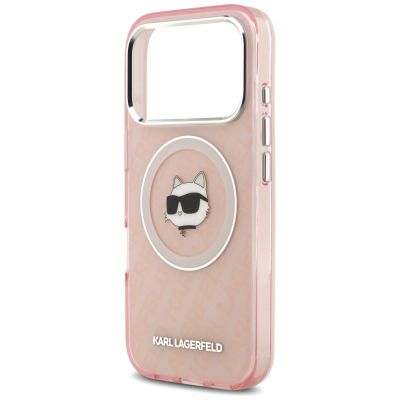6. Etui Karl Lagerfeld IML Choupette Head Logo MagSafe na iPhone 17 Pro Max - różowe