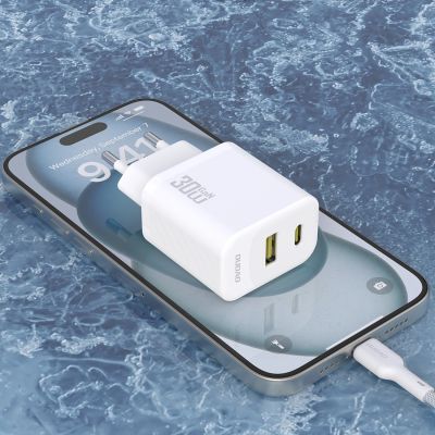 2. Ładowarka sieciowa Dudao A27TCEU PD 30W GaN USB-A USB-C z kablem USB-C - biała