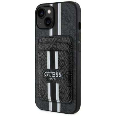Etui Guess 4G Stripes z portfelem Magsafe do iPhone 15 czarny