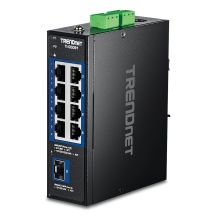 9-portowy przemysłowy przełącznik przemysłowy 2,5G na szynę DIN TRENDnet z 10G SFP