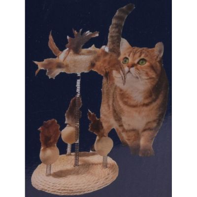 2. ZABAWKA DLA KOTA PIÓRKA NA SPRĘŻYNACH NA PODSTAWIE DRAPAK 14X33CM
