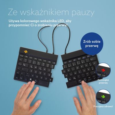 13. R-Go Tools Ergonomiczna klawiatura R-Go Split Break v2 z oprogramowaniem break, QWERTZ_DE, przewodowa, czarna