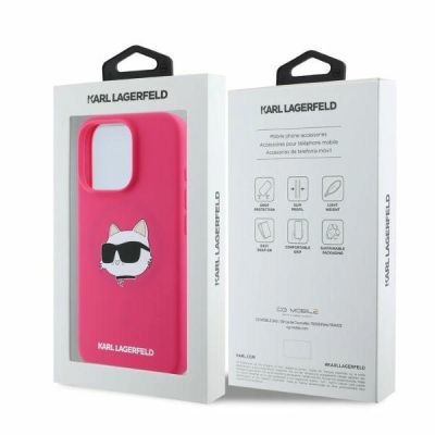 5. Etui Karl Lagerfeld Silicone Choupette Head Print MagSafe na iPhone 16 Pro Max - fuksja