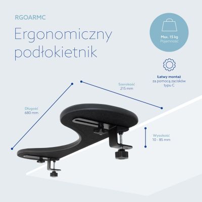 13. Podłokietnik ergonomiczny R-Go Armlehne juodas