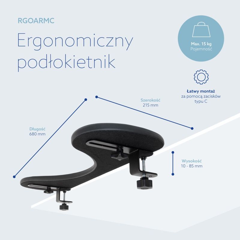 13. Podłokietnik ergonomiczny R-Go Armlehne juodas