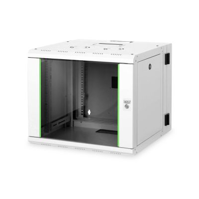 2. Digitus Szafa sieciowa wisząca Unique 19" 9U rack 600x600, drzwi szyba, szary, dzielona, złożona, 100kg