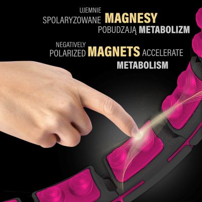 6. HHM16 HULA HOP BLACK/PINK Z MAGNESAMI I OBCIĄŻNIKIEM + LICZNIK HMS