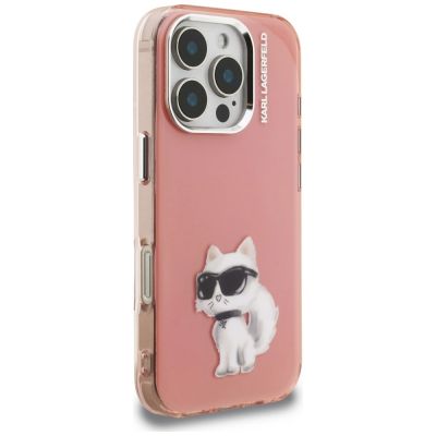 4. Etui Karl Lagerfeld IML Aquarelle Choupette & Logo na iPhone 16 Pro Max - różowe