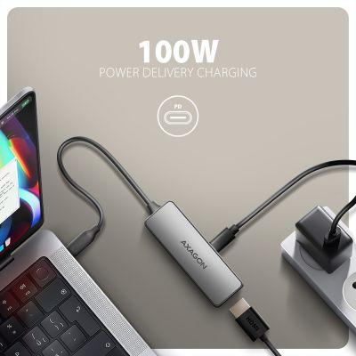 3. Axagon RVC-HI8KPD, USB-C -> HDMI 2.1 redukce / adaptér, 8K/60Hz, 4K/144Hz, HDR10+, PD100W 0,16 m USB Type-C HDMI + USB Type-C