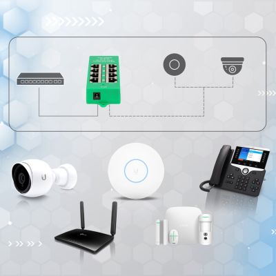 11. Extralink Gigabit PoE Injector 4 Portowy Aktywny, 4 porty Gigabit 802.3at/af, Mode A