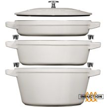 Zestaw 3 naczyń żeliwnych z pokrywką STAUB 40508-388-0 - biała trufla 24 cm