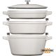 Zestaw 3 naczyń żeliwnych z pokrywką STAUB 40508-388-0 - biała trufla 24 cm