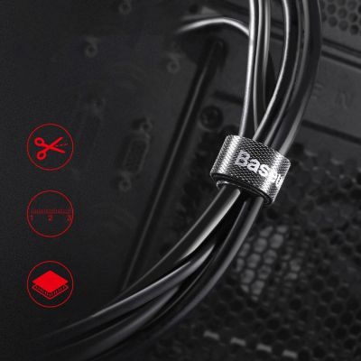 9. Baseus Rainbow Circle hook and loop Straps - taśma rzepowa rzep organizer kabli 3m czarny (ACMGT-F01)