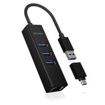 ICY BOX IB-HUB1419-LAN USB 3.2 Gen 1 (3.1 Gen 1) Type-A Czarny