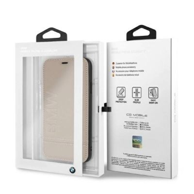6. Etui BMW Logo Imprint na iPhone Xr - beżowe