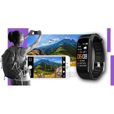 9. Smartwatch GIEWONT Czarno Fioletowy 2 Paski GW200-3