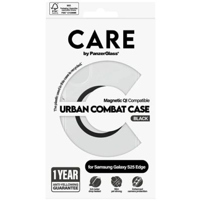 4. Etui CARE by PanzerGlass Flagship Urban Combat Black QI na Samsung Galaxy S25 Edge - przezroczyste