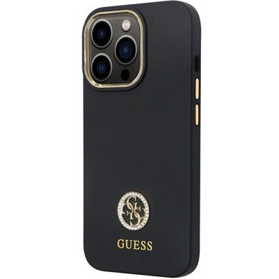 2. Etui Guess Silicone Logo Strass 4G na iPhone 13 Pro / iPhone 13 - czarne