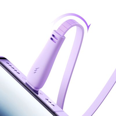 2. Kabel Joyroom Colorful Series S-A40 zwijany 3w1 USB-A - USB-C / Lightning / micro USB 1m - fioletowy