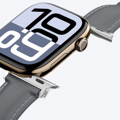 7. Skórzany pasek AMAZINGTHING Class Band do Apple Watch 45 / 46 / 49 mm - szary